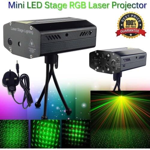 Mini RGB Disco Light DJ LED Laser Stage Projector Red Blue Green Lamp EU Plug Wedding Birthday Party DJ Lamp With Remote Control