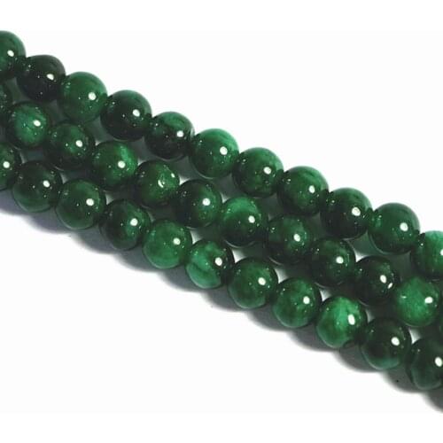 Fashion green natual stone dyed jades chalcedony 6mm 8mm 10mm 12mm popular round loose beads hot sale diy jewelry 15" B116