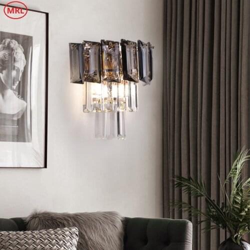 MRL Crystal Wall Lamps Led Gold Bedsides Lights For Bedroom Living Room AC 110V 220V Wall Sconce Indoor Light Fixtures