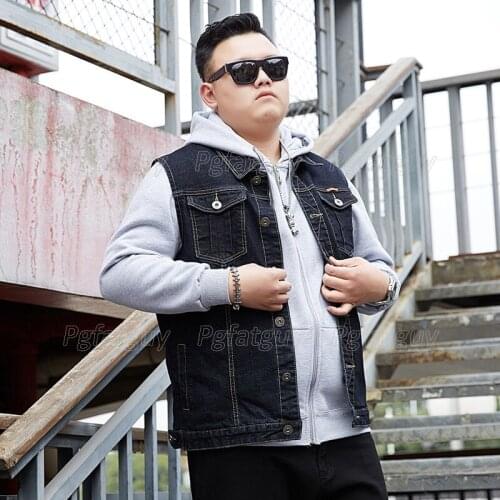 Plus Size 8XL 7XL 6XL 5XL Mens Vest Cotton Jeans Sleeveless Jacket Denim Jeans Vest Male Cowboy Outdoors Waistcoat Mens Jackets