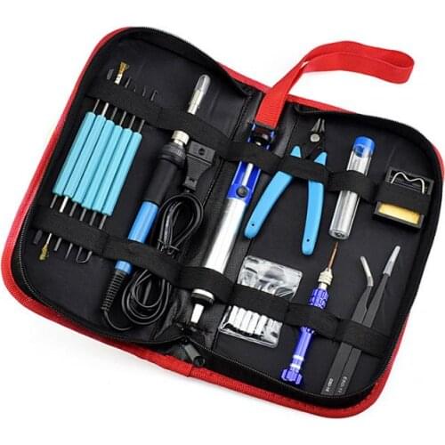 110V/220V 60W Welding Tool Set Electric Soldering Iron Kit Adjustable Temperature 5pcs Iron Tips Desoldering Pump Tin Wire Plier