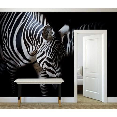 Bacaz Art Animal Zebra 3d Wall Mural Wallpaper Stickers Wall paper for Living room Sofa Background Decor 3d Animal Stickers