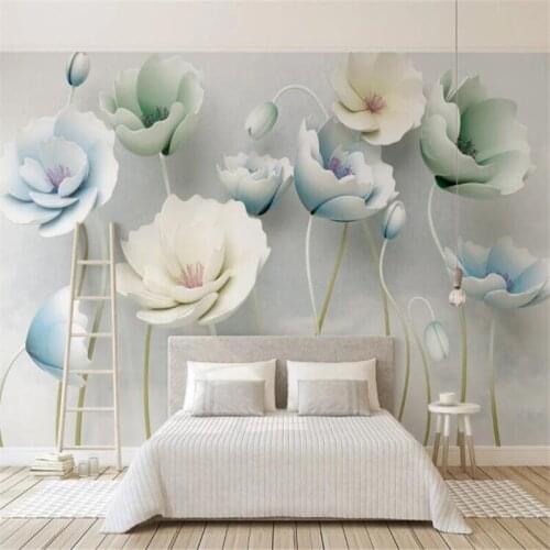 Custom Mural Wallpaper Simple Three-Dimensional Effect Colorful Flowers Background Wall Painting