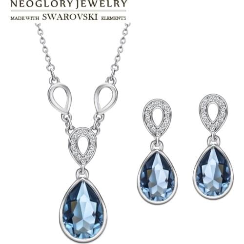 Neoglory Austria Crystal & Czech Rhinestone Jewelry Set Water Drop Style Elegant Gift Classic Necklaces & Earrings Trendy Sale