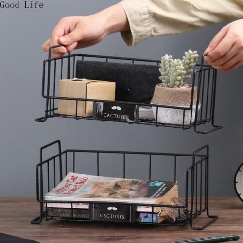 Nordic Ins Iron Art Stackable Storage Basket Home Desktop Kitchen Debris Sorting Organizer Baskets