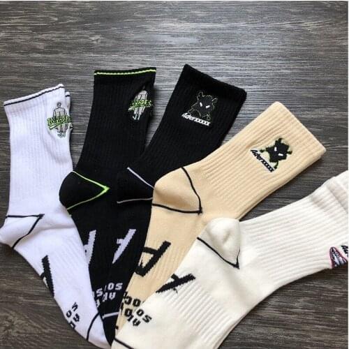 5pairs Mens socks Ader Women Weed Running Socks Autumn Skateboard White Cotton Stockings Funny Skater Soccer Streetwear