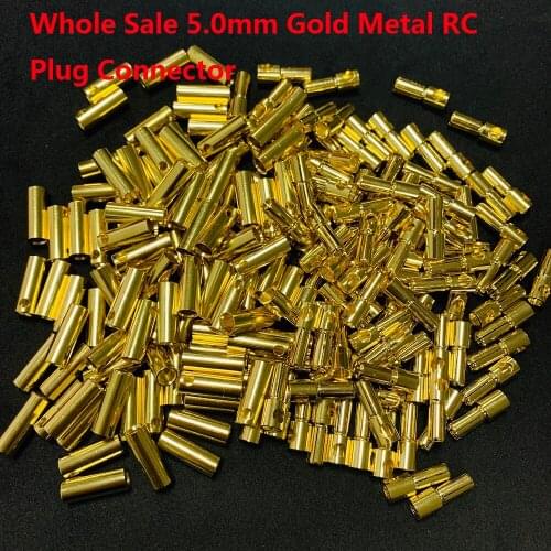 Whole Sale 5.0mm Gold Tone Metal RC Banana Bullet Plug Connector Male Female For ESC Battery Motor RC car RC boat RC airplane