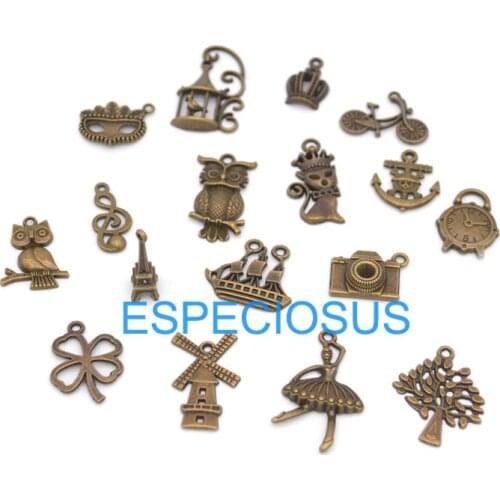 10pcs DIY Jewelry Accessory Anti-brozen Alloy pendant Necklace Making Department Retro Pendant Mix Design Cartoon Metal Charm