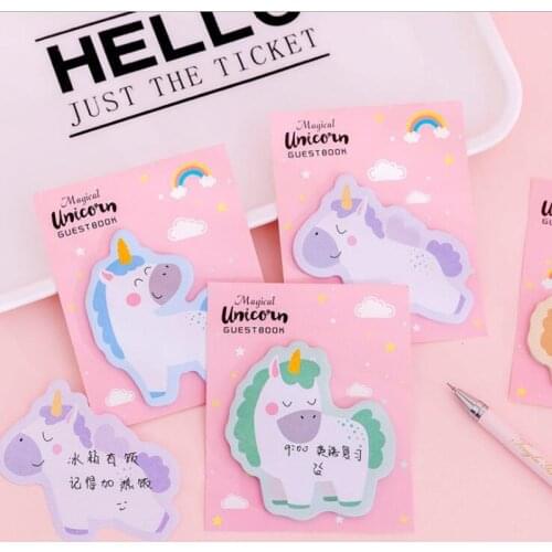 Adhesive Cute Kawaii Rainbow Unicorn Sticky Notes Notepad Memo Pad Office School Supply Stationery Notebook Sticker Decoration