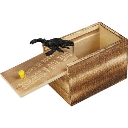 Funny Scare Box Wooden Prank Spider Hidden in Case Great Quality Prank-Wooden Scarebox Interesting Play Trick Joke Toys Gift