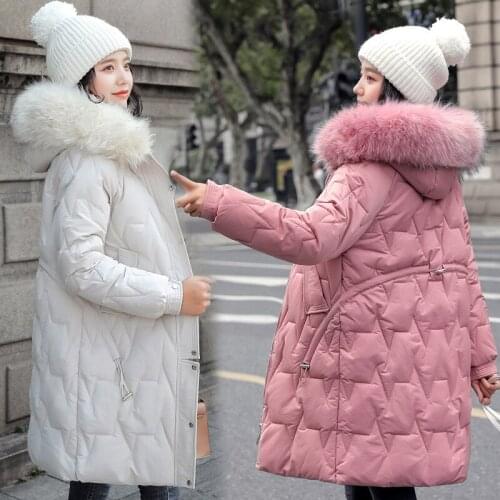 Women Winter Down Cotton Jacket 2020 NEW Faux fur collar Hood Cotton Padded Warm Thicken Ladies Long Coats Parka Womens Jackets