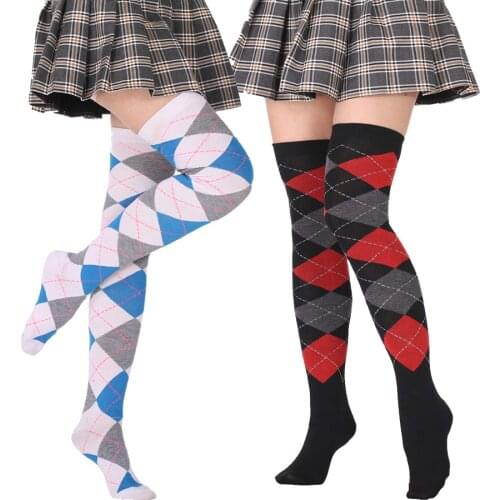 Women Girls Sexy Black White Striped Over Knee Long Stripe Printed Thigh High Striped Cotton Warm Knee Socks