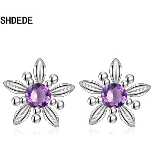 SHDEDE Flower Ear Studs Earrings For Women Embellished With Crystals From Swarovski Female Ladies Fashion Jewelry Gift -WH278