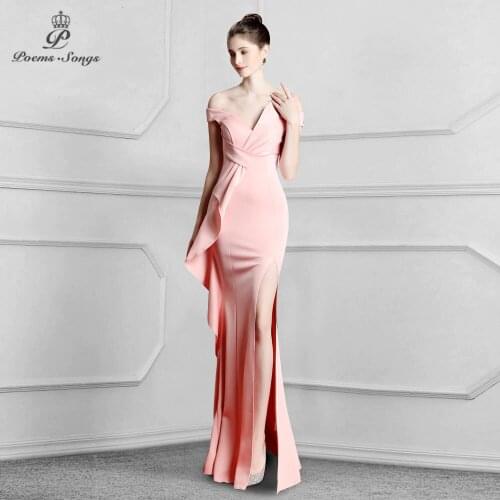 Boat Neck Candy Color Elegant Mermaid Evening Dress prom gowns Formal Party dress vestido de festa Elegant women dress