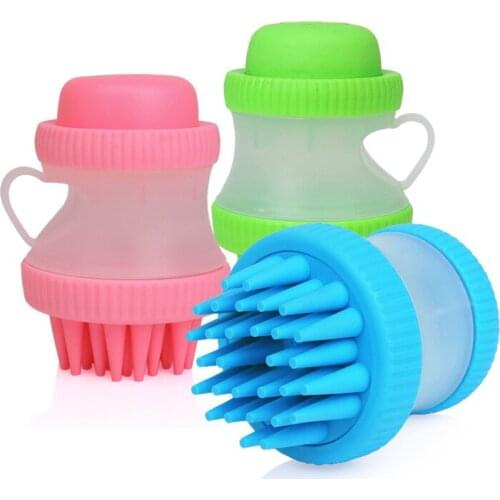 1pc Multifunction Silicone Shampoo Storage Style Pet Bath Grooming Brush Dog Cat Comb Clean Tool Massage Brush Pet Supplies