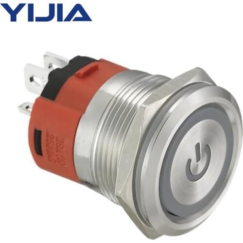 1NO1NC 15 Amp 22mm Latching Push Button Switch 12V Power Sign Ring Light IP65 Waterproof SS Protection GQ22AF-11EZP/S