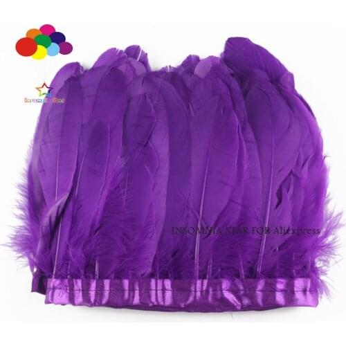 2 Meter Dyed Dark Purple Geese Feather Ribbon 15-18 cm Fringes Cloth decorative
