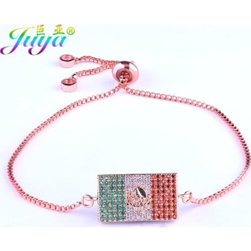 2018 Fashion World Cup Mexico Football Fans Charm Bracelets Mexico Flag Charm With Adjustable Gold Chains Bracelets