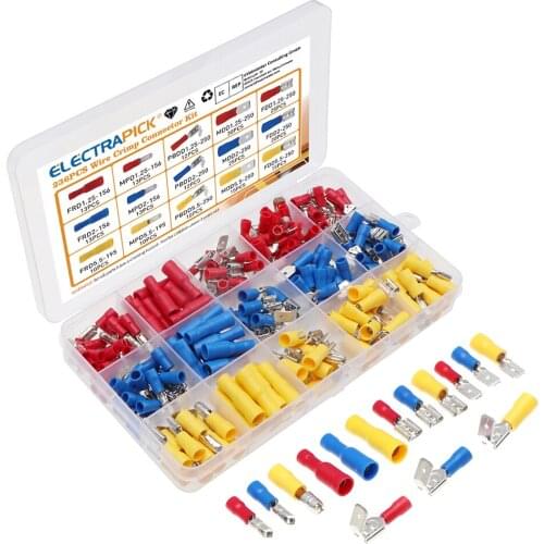 236pcs Insulated Wire Electrical Connectors Butt Ring Spade Fast Disconnect Crimp Terminals Connectors Assortment Kit