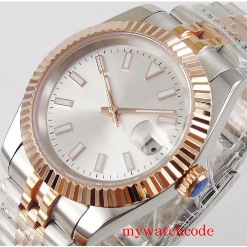 39.5mm bliger sterile watch dial automatic men watch miyota 8215 automatic movement rose gold plated auto date sapphire glass