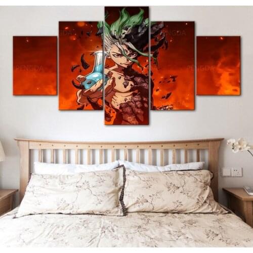 5 Pieces Dr.Stone Wall Art Anime Painting Modular Anime Picture Living Room Home Decor Cuadros Canvas Prints Poster