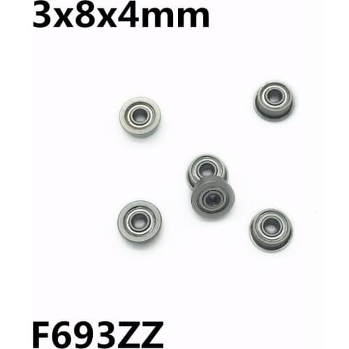 50Pcs F693ZZ 3x8x4 mm Flange Bearings Deep Groove Ball Bearing High Quality F693