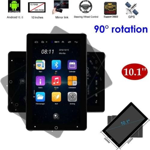 2 Din 10.1 Inch 90° Rotating Big Screen Android 10 Car Radio Thin USB Multi Languages WIFI GPS Antenna Bluetooth Navigation