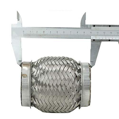 Car 2.5 Inch x 5 Inch Car Stainless Steel Exhaust Pipes Double Braided Flex Connector Ripple Sliver