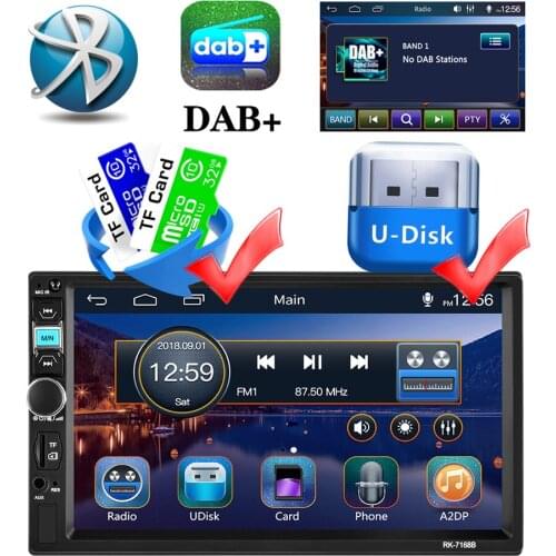 Car Video Media Player With Dab Stereo Radio Music Bluetooth-compatible 2DIN MP5 Rear View Camera Input USB MirrorLink AUX Audio