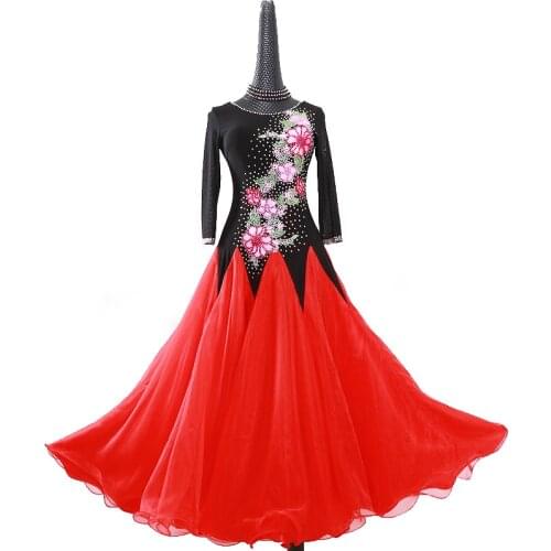 Ballroom Dance Dress For Women High Quality Competition Dresses Modern Waltz Tango Standard Ballroom Costume red LXT1001