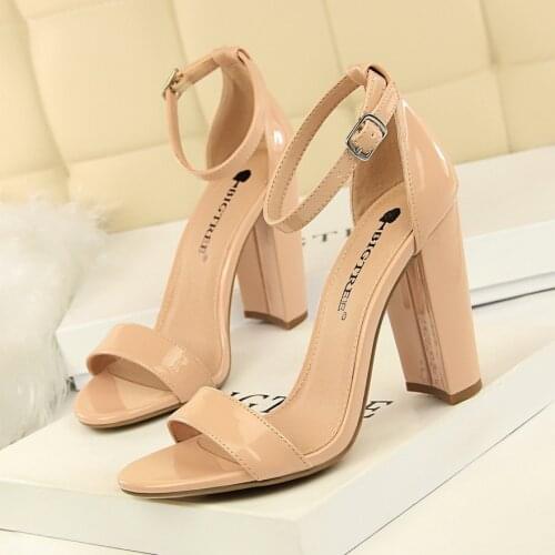 BIGTREE Women Newest Classic 9cm High Heels Fetish Soft Leather Sandals Female Gladiator Summer Cheap Shoes Lady Nude Sexy Pumps