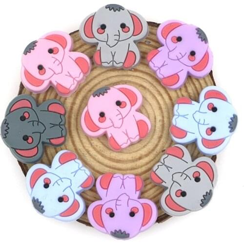 Kovict 10pcs BPA Free Elephant Baby Teething Beads Cute Silicone Beads For Food Grade Infant Nursing Teether Toy Accessories