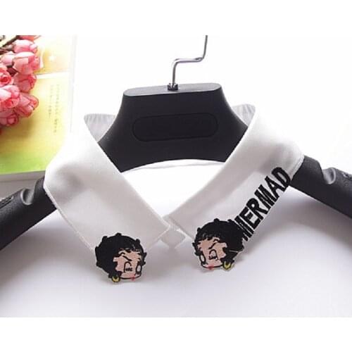 Black summer detachable collars women versatile embroidery fake collar tiger letter decoration
