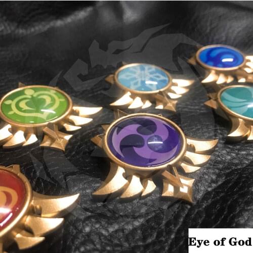 Kids Toys Holiday Gifts Game Genshin Impact Weapon Elements Eye of God Props Anime Project Cosplay Accessories Resin Glass Badge