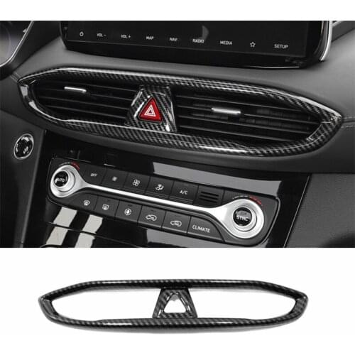For Hyundai Santa FE 2018 2019 car styling Accessories Middle Center Air Conditioner outlet AC Vent Cover trim ABS Carbon Fiber