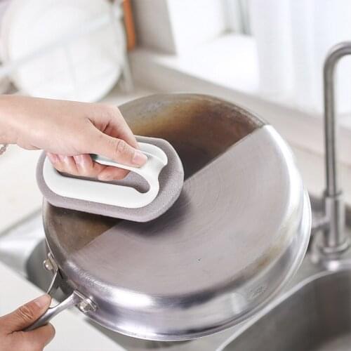 Plastic Handle Cleaning Sponge Magic Eraser for Removing Rust Kitchen Gadgets Accessories Descaling Clean Rub Pot Kitchen Tools