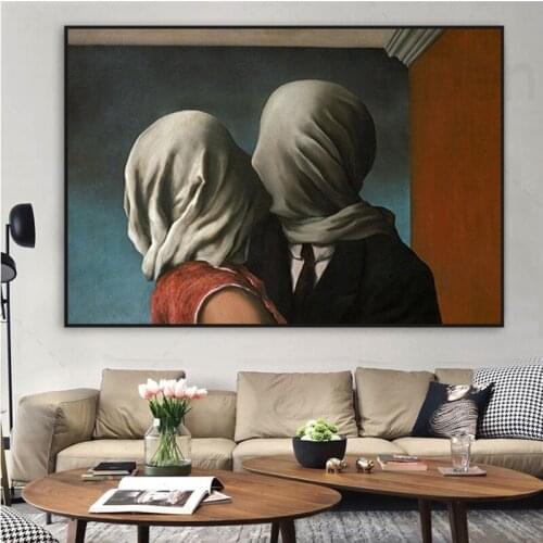 Rene Magrittes Lover Canvas Painting Surrealism Abstract Wall Art Posters and Prints Modern Home Decor Living Room Frameless