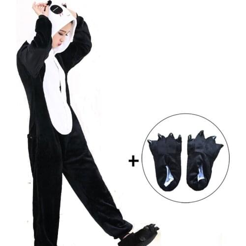 Panda Pajamas Kigurumi Bear Onesies For Adults Pyjamas Winter Animal Nightgown Women Sleepwear With Sneakers Cosplay Costume