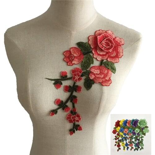 Lace fabric Application Laces 3D flower Embroidery Polyester Lace collar DIY Sewing Craft material Dress Accessories Supplies