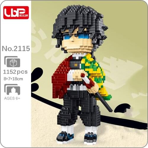 LBP 2115 Anime Demon Slayer Tomioka Giyuu Monster Warrior 3D DIY Mini Diamond Blocks Bricks Building Toy for Children no Box