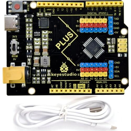 2020 New! Keyestudio PLUS Development Board with Type C interface +USB cable compatible with Arduino Uno R3