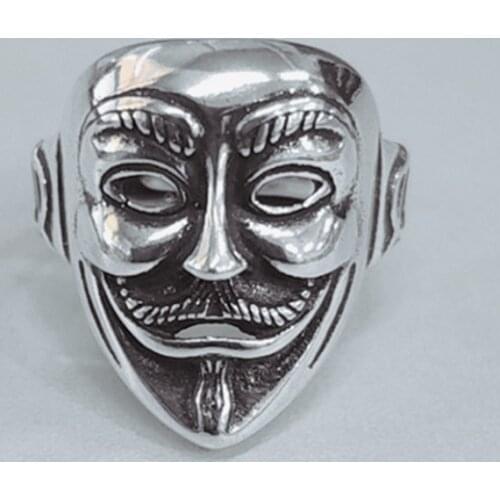 New Trendy Fancy Silver Color Mask Rings For Women Wedding Men Jewelry Finger Rings Wholesale