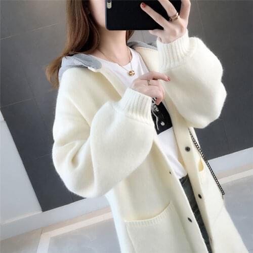 Coat Sweater Women Autumn Winter 2021New Coat Loose Large Size Knitted Cardigan Jacket Ladies Student Wear Mid-Length Female Top