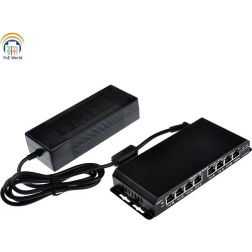 PoE-World Passive power over ethernet 8 port Gigabit Ethernet PoE switch for Ubiquiti and Mikrotik with 48V120W power adapter