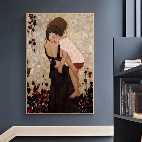 Posters and Prints Gustav Klimt Kiss Reproductions Figure Oil Painting on Canvas Art Scandinavian Wall Picture for Living Room