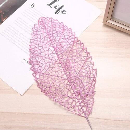 Christmas Glitter Hollow Leaves Simulated Tree Branch DIY Christmas Tree Garland Hanging Ornament Pendant Scrapbooking For Party