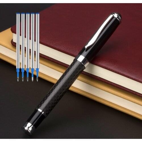 Luxury Black Imitation Carbon Fiber Pattern Ballpoint Pen Writing Signing Office Stationery Supplies Writing Gift for Business