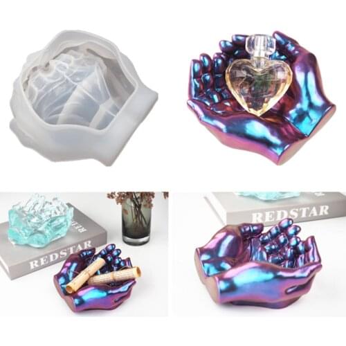 DIY Ashtray Epoxy Crystal Resin Silicone Mold Two-hand Model Hand Dish Ashtray Mirror Epoxy Silicone Mold