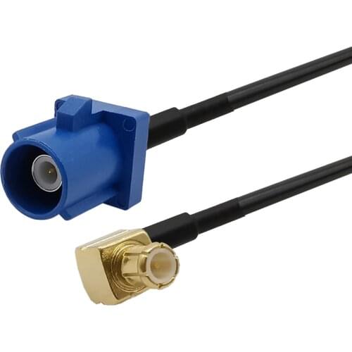Fakra Blue C Male to MCX Male Right Angle GPS Antenna RG174 Pigtail Extension Cable Fakra C to MCX Plug for GPS Antenna 10-50CM