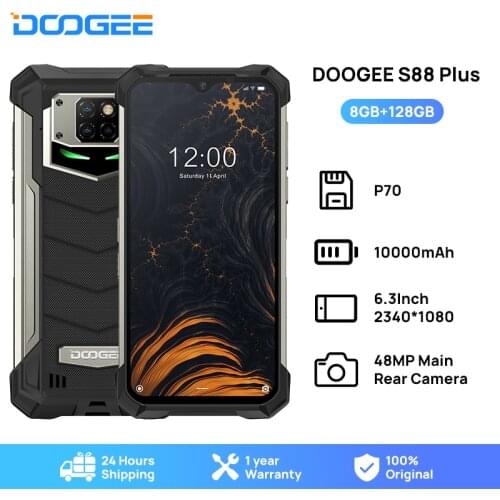 DOOGEE S88 Plus Smart Rugged Phone 48MP Main Camera 8GB RAM 128GB ROM Cellphone IP68/IP69K Android 10 Global version Smartphone